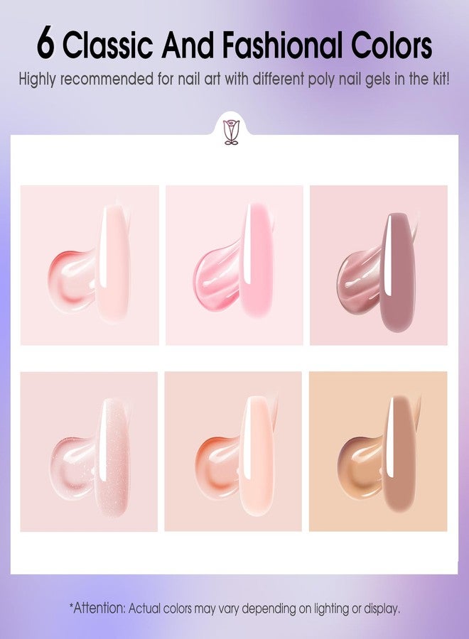 ROSALIND 6 PCS Poly Nail Gel, 0.34 oz/10 ml Soft Pink Poly Extension Gel, Quick Nail Extension, Builder Nail Enhancement for Beginner & Professional Salon Home Diy Design - Image 3