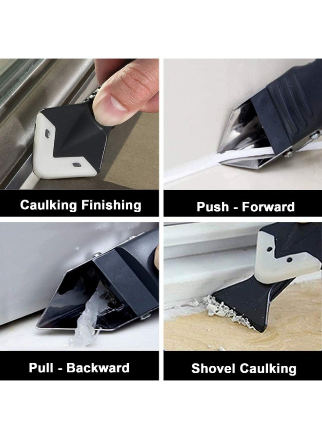 3 in 1 Silicone Caulking Tool Kit with 5 Replaceable Pads, Caulk Remover & Grout Removal Tool, Sealant Finishing Scraper for Kitchen Bathroom Window - Image 4