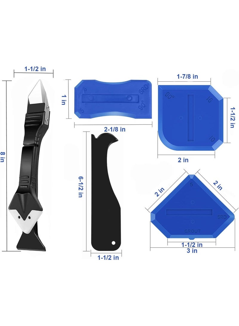 3 in 1 Silicone Caulking Tool Kit with 5 Replaceable Pads, Caulk Remover & Grout Removal Tool, Sealant Finishing Scraper for Kitchen Bathroom Window - Image 2