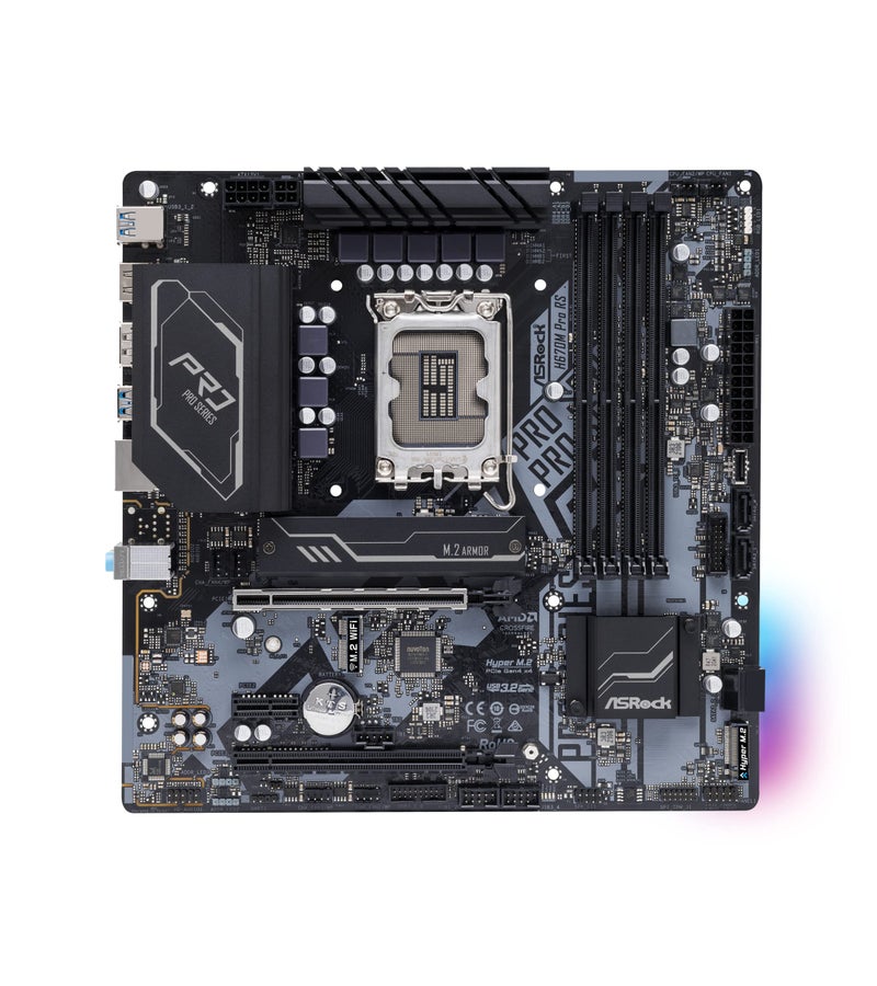 ASRock ASROCK H670M PRO RS Socket LGA1700/ Intel H670/ DDR4/ SATA3&USB3.2/ M.2/ Micro ATX Motherboard  - Image 2