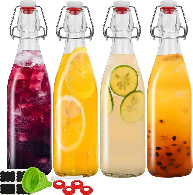 ZEBEIYU 32oz Beer Bottle,Swing Top Glass Kombucha Bottles with Stoppers for Brewing, Beverages, Smoothies, Kefir, Beer, Soda, Juicing, Kombucha, Oil, Water, Milk, Vinegar(4 Pack) - Image 1