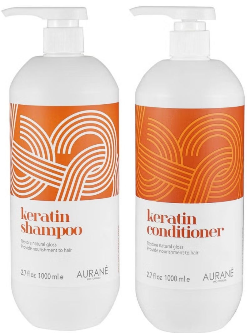 AURANE Keratin Shampoo & Conditioner 1000ml- Deep Hydration, Nourishing Formula for Silky Smooth Hair- Restorative Treatment - Sulfate-Free, Paraben-Free - Suitable for All Hair Types (1000ML X 2) - Image 1