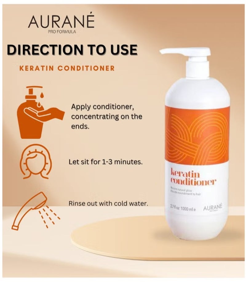 AURANE Keratin Shampoo & Conditioner 1000ml- Deep Hydration, Nourishing Formula for Silky Smooth Hair- Restorative Treatment - Sulfate-Free, Paraben-Free - Suitable for All Hair Types (1000ML X 2) - Image 5