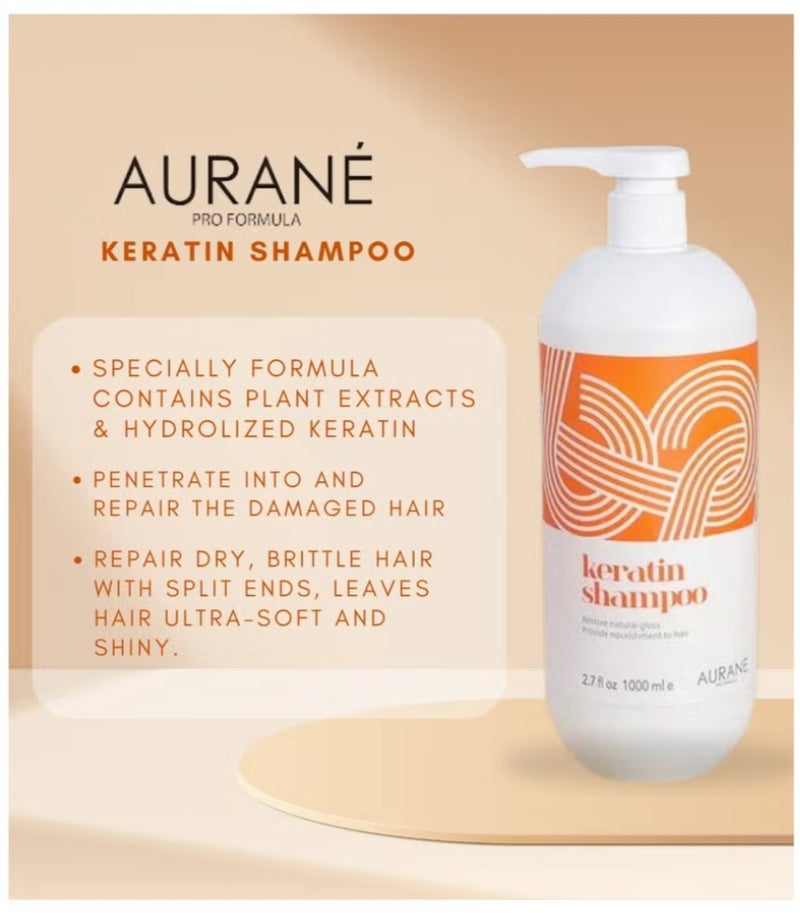 AURANE Keratin Shampoo & Conditioner 1000ml- Deep Hydration, Nourishing Formula for Silky Smooth Hair- Restorative Treatment - Sulfate-Free, Paraben-Free - Suitable for All Hair Types (1000ML X 2) - Image 2
