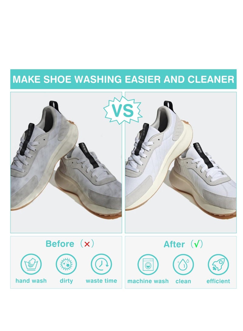 Shoe Washing Machine Bag, 2 Pairs Adjustable Shoe Trees, Inside 10000+ Fluffy Fibers Keep 360° Cleaning, Upgrade Durable Zipper, Reusable Shoe Laundry Bag for any Machine Washable Shoes (Grey) - Image 2