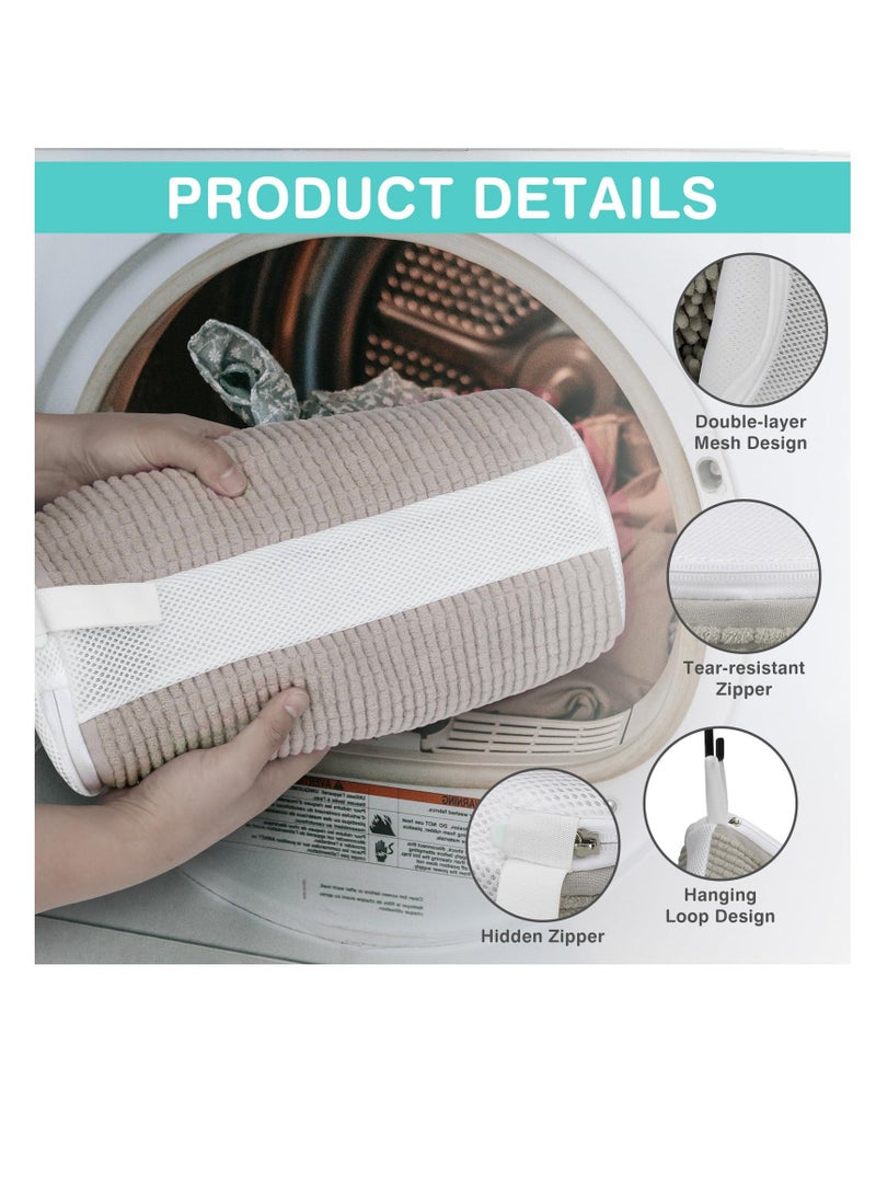 Shoe Washing Machine Bag, 2 Pairs Adjustable Shoe Trees, Inside 10000+ Fluffy Fibers Keep 360° Cleaning, Upgrade Durable Zipper, Reusable Shoe Laundry Bag for any Machine Washable Shoes (Grey) - Image 5