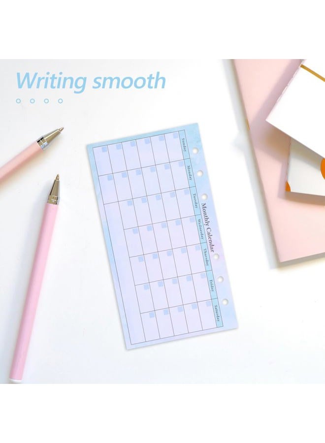 FUNOMOCYA A6 Monthly Planner Refill for 6-Ring Binder 14 Undated Sheets Watercolor Calendar Set Budget Tracker and Weekly Meal Planner Inserts for Home and Office Use - Image 4
