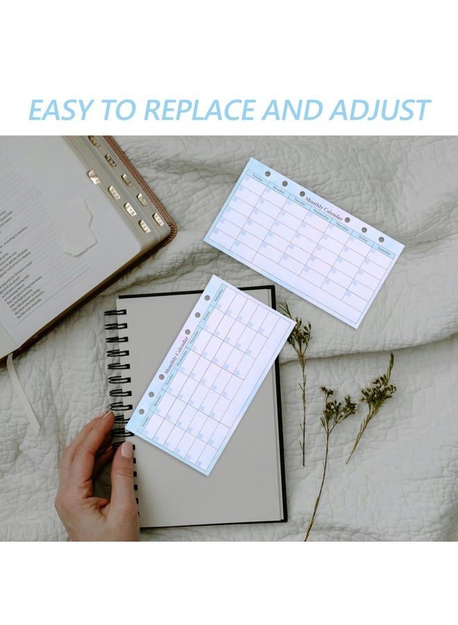 FUNOMOCYA A6 Monthly Planner Refill for 6-Ring Binder 14 Undated Sheets Watercolor Calendar Set Budget Tracker and Weekly Meal Planner Inserts for Home and Office Use - Image 3