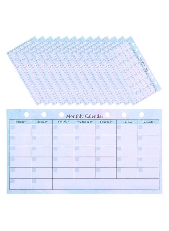 FUNOMOCYA A6 Monthly Planner Refill for 6-Ring Binder 14 Undated Sheets Watercolor Calendar Set Budget Tracker and Weekly Meal Planner Inserts for Home and Office Use - Image 1