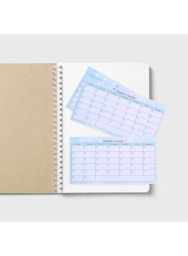 FUNOMOCYA A6 Monthly Planner Refill for 6-Ring Binder 14 Undated Sheets Watercolor Calendar Set Budget Tracker and Weekly Meal Planner Inserts for Home and Office Use - Image 2