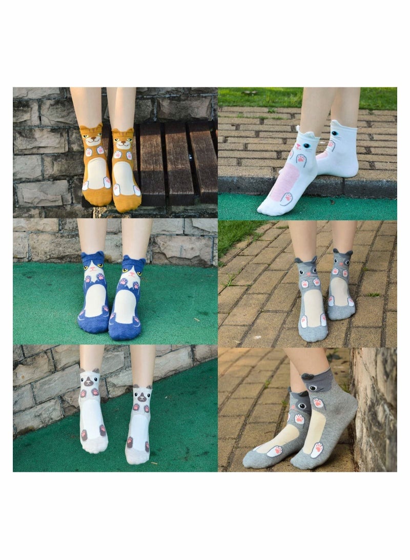 5 Pairs Womens Animal Funny Socks, Cute Cat Dog Cotton Socks for Ladies - Image 4