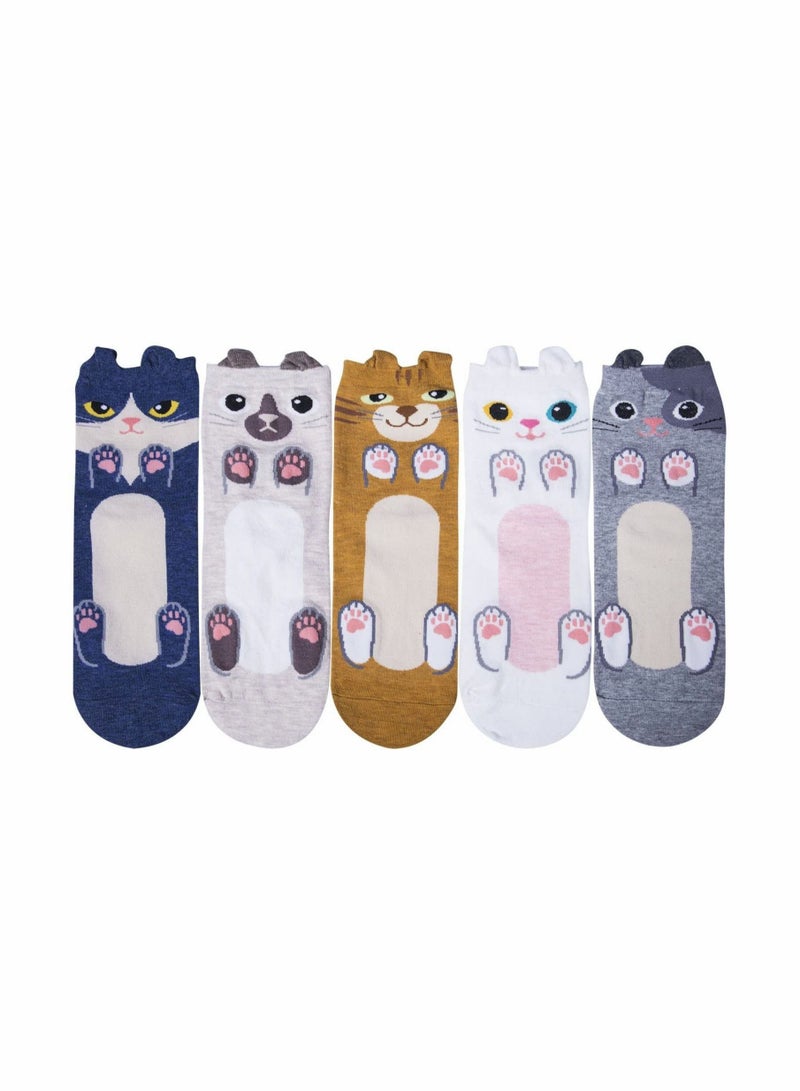 5 Pairs Womens Animal Funny Socks, Cute Cat Dog Cotton Socks for Ladies - Image 2