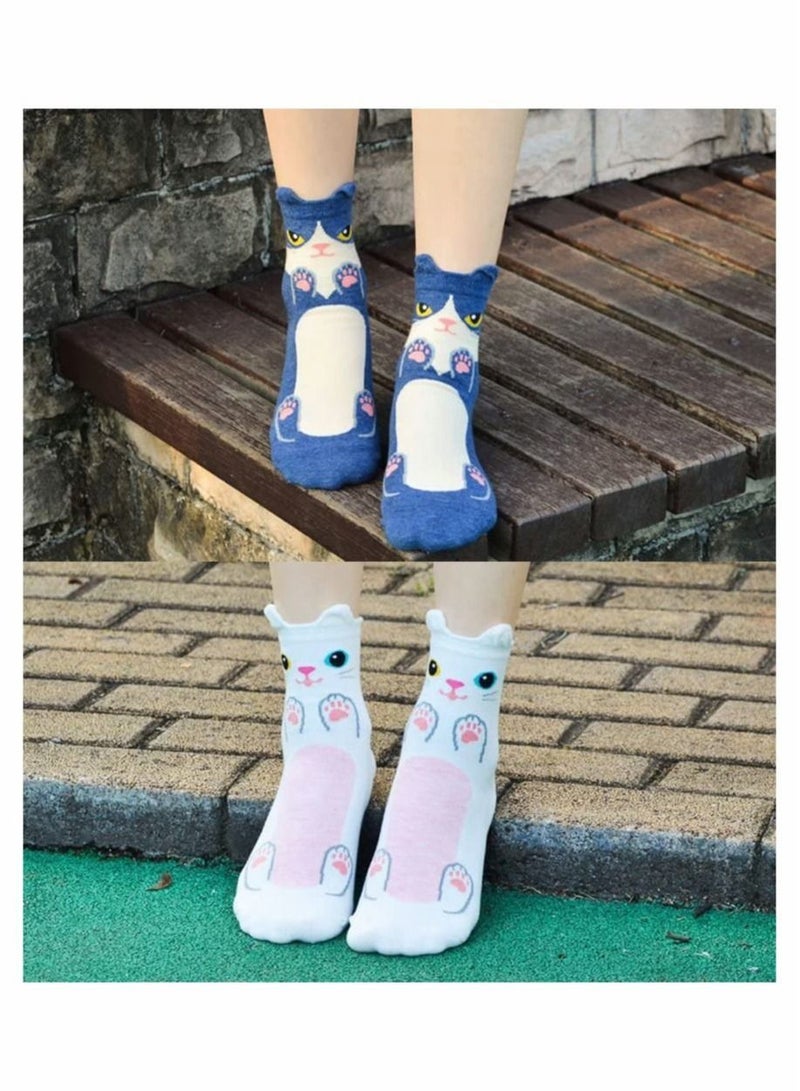 5 Pairs Womens Animal Funny Socks, Cute Cat Dog Cotton Socks for Ladies - Image 5