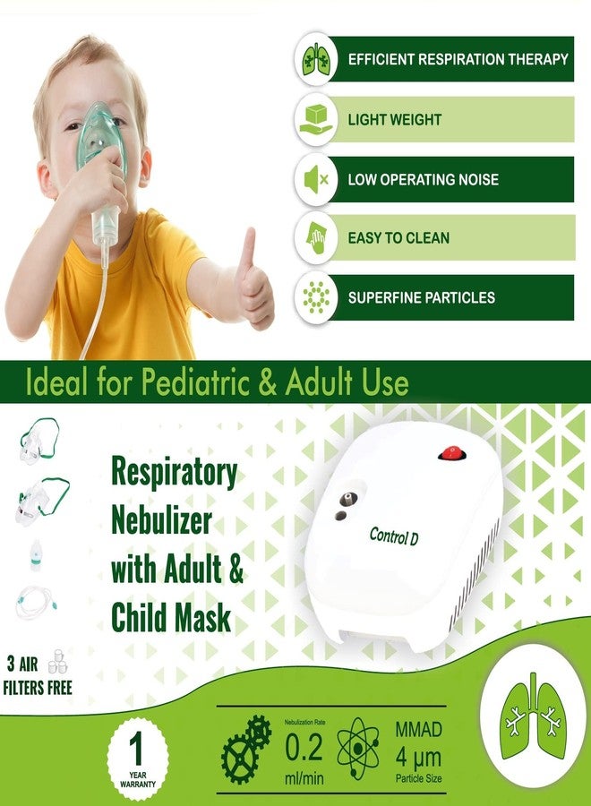 Control D NEB112 Respiratory Nebulizer with Complete Kit for Kids & Adults Nebulizer (White, Blue) - Image 3