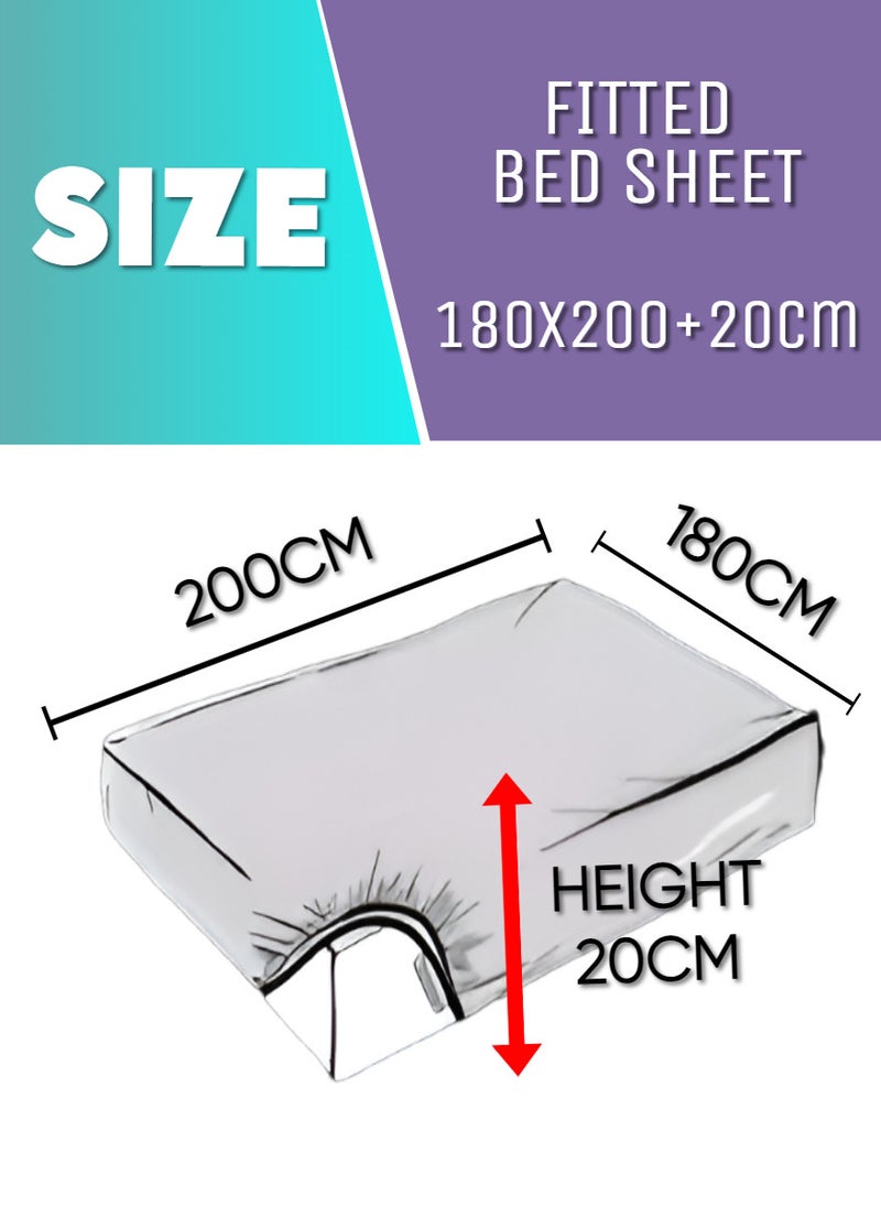 Blueberry Light Grey Striped Cotton Bed Sheet Sets 3 Piece Set Deep Pocket 180x200+20cm - Image 2