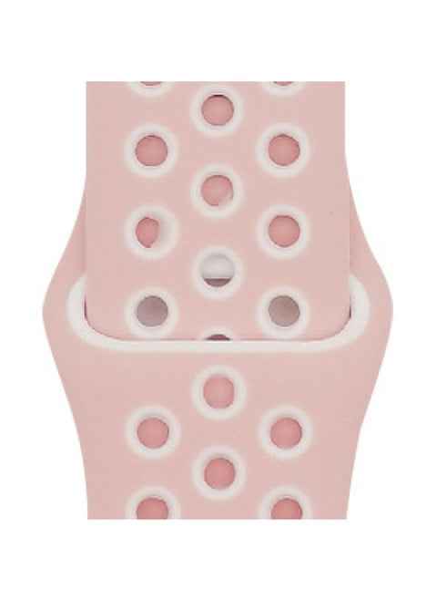 Suitable For Apple Two-color Silicone Nike Strap Nike Hole Apple Iwatch Breathable Sports Watch Strap-Color:24 Pink + White-Specifications:38/40/41mm-L