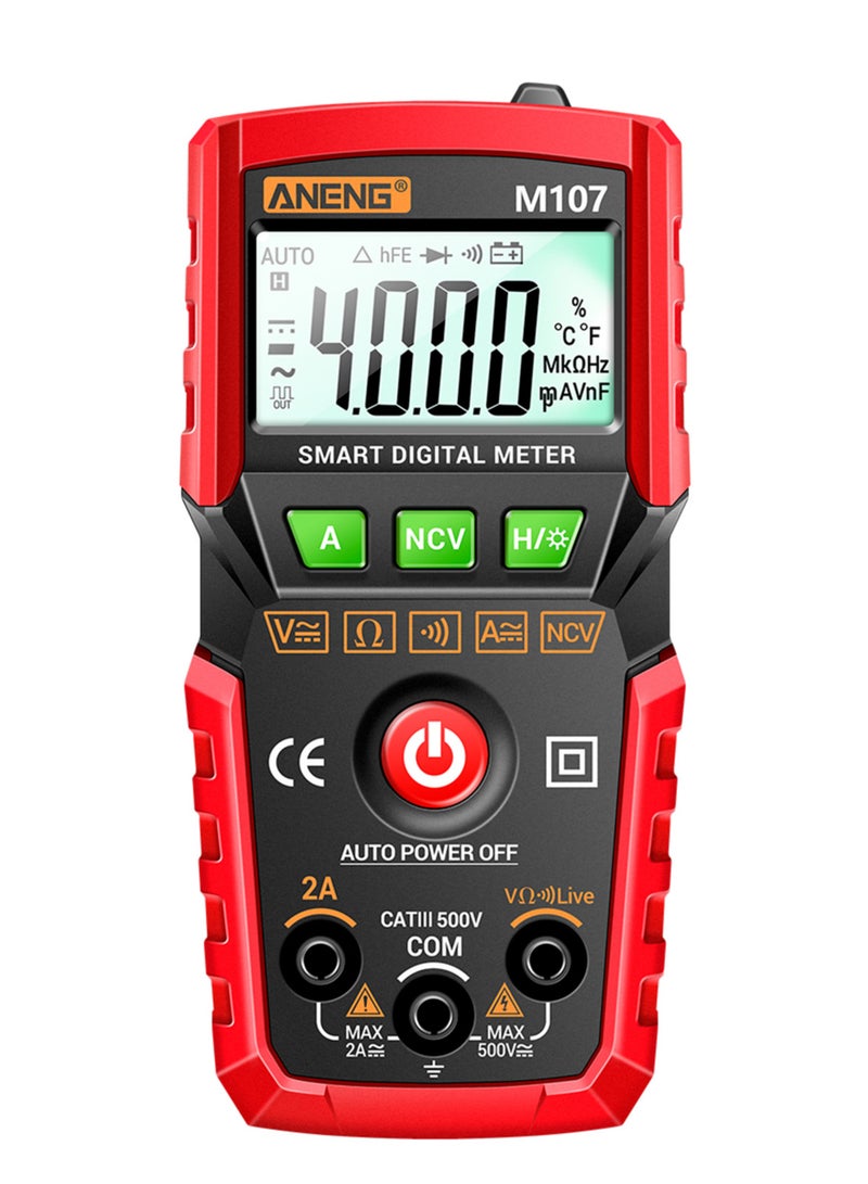 ANENG M107 Smart Digital Multimeter 4000 Counts NCV Universal Meter Handheld Multifunctional Tester Voltmeter Ammeter - Image 3