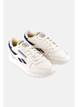 Reebok Kids Boy Classic Leather Lace Up Running Shoes, Off-White  - Image 1