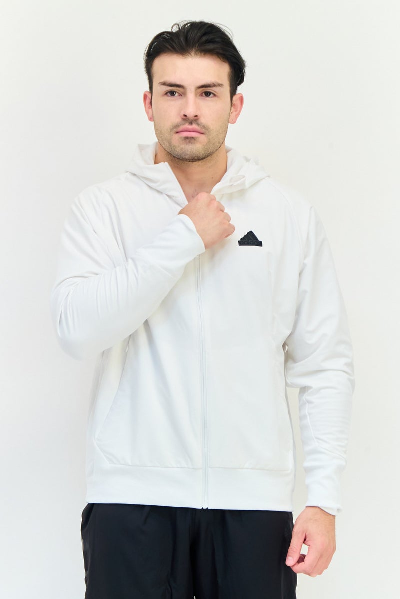 Adidas Men Sportswear Fit Long Sleeve Outdoor Sweatshirt, White - Image 1