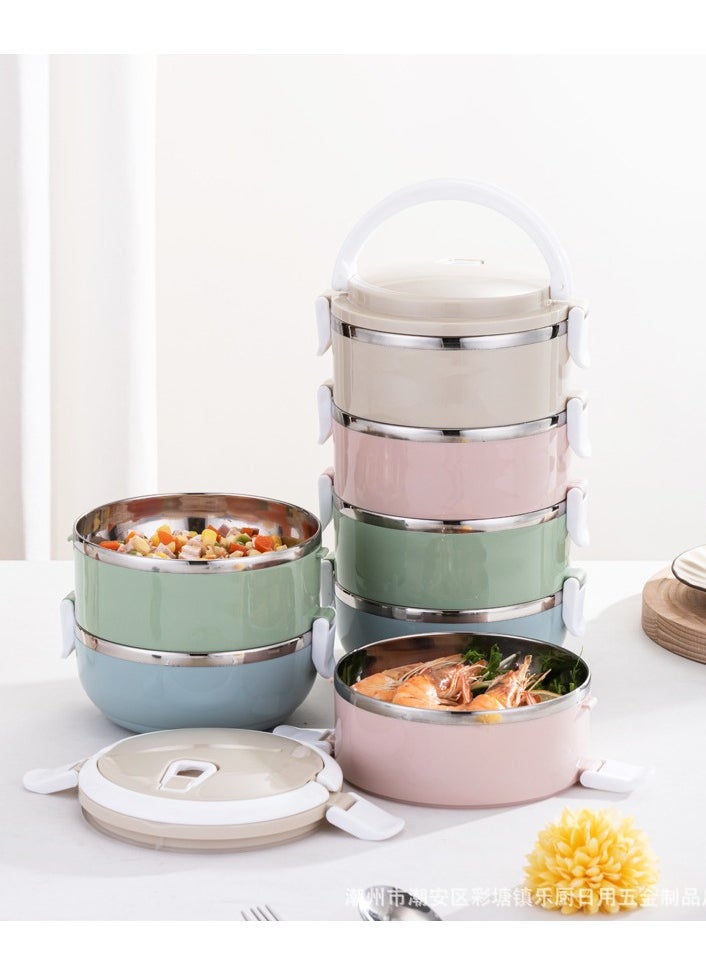 Y&D Microwaveable 3-Layer 304 Stainless Steel Insulated Lunch Box Portable Insulated Lunch Containers With Bag, Leakproof Stackable Stainless Steel Food Container For Adults Kids Pink/Blue/Beige  - Image 2