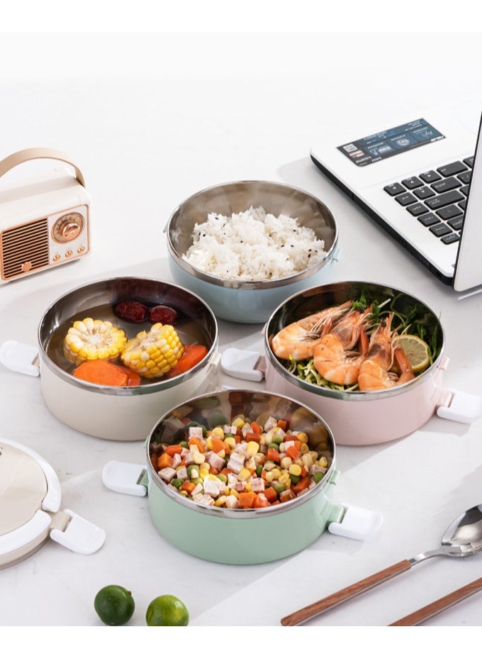 Y&D Microwaveable 3-Layer 304 Stainless Steel Insulated Lunch Box Portable Insulated Lunch Containers With Bag, Leakproof Stackable Stainless Steel Food Container For Adults Kids Pink/Blue/Beige  - Image 4