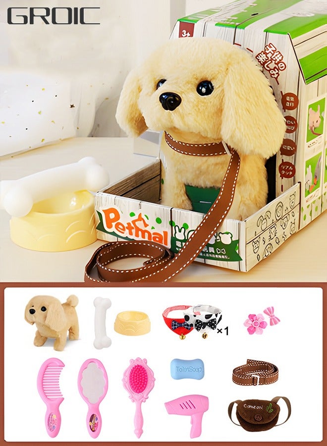 GROIC Walking Toy Dog,Walking, Barking,Tail Wagging, Kids Girls Plush Electronic Interactive Dog, Realistic Puppy Dog Toy for Kids,Plush Dog Animal Pet Toy - Image 1