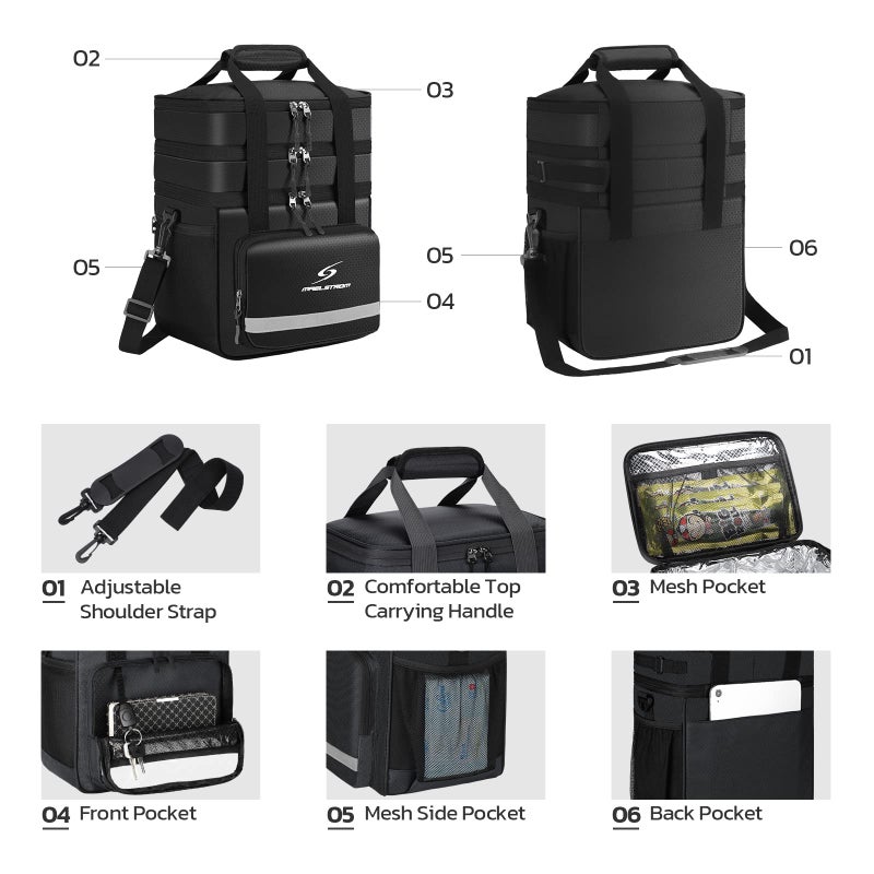 Maelstrom Lunch Box for Men,Insulated Lunch Bag Women/Men,Leakproof Lunch Cooler Bag,Lunch Tote Bag,20L,Black - Image 3