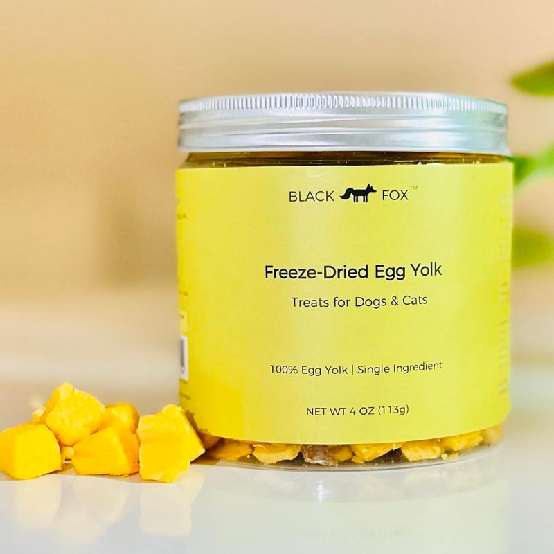 BLACK FOX Freeze-Dried Chicken Egg Yolk Dog Treats | Topper | Cat Treats | 4oz Single Ingredient, Raw, Healthy, All Natural, Human Grade, Digestion & Hairball Control - Image 1