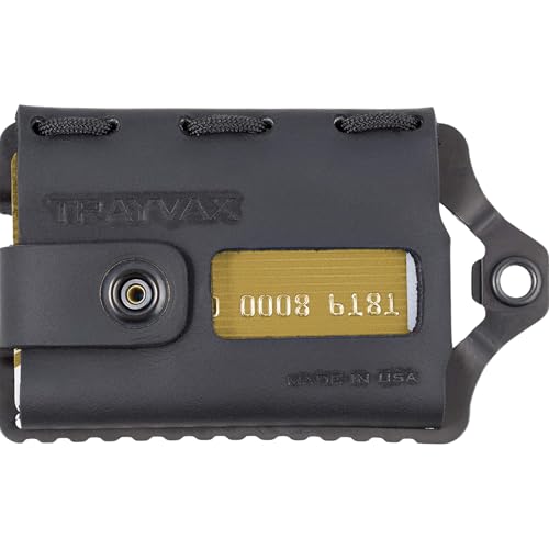Trayvax Element Wallet, RFID Front Pocket Credit Card Holder with Money Clip, Minimalist Slim Leather Metal Wallet for Men and Women, Black Stealth Black - Image 1
