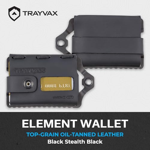 Trayvax Element Wallet, RFID Front Pocket Credit Card Holder with Money Clip, Minimalist Slim Leather Metal Wallet for Men and Women, Black Stealth Black - Image 2