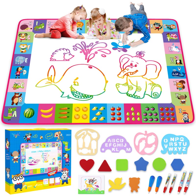 Toyk Water Doodle Mat  Kids Painting Writing Doodle Toy Board  Color Doodle Drawing Mat Bring Magic Pens Educational Toys for Age 3 4 5 6 7 8 9 10 11 12 Year Old Girls Boys Age Toddler Gift Pink - Image 2