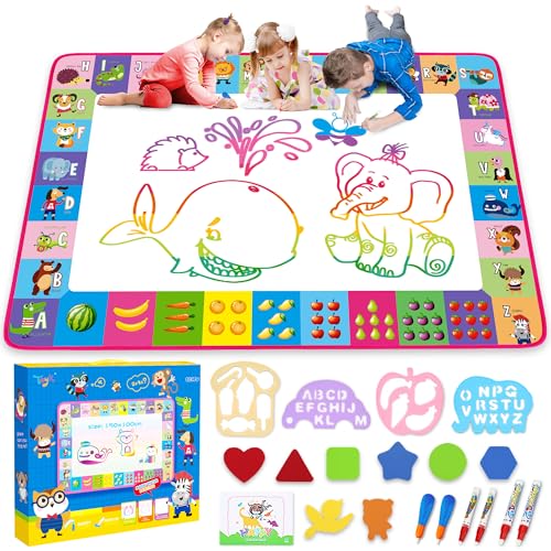 Toyk Water Doodle Mat  Kids Painting Writing Doodle Toy Board  Color Doodle Drawing Mat Bring Magic Pens Educational Toys for Age 3 4 5 6 7 8 9 10 11 12 Year Old Girls Boys Age Toddler Gift Pink - Image 1