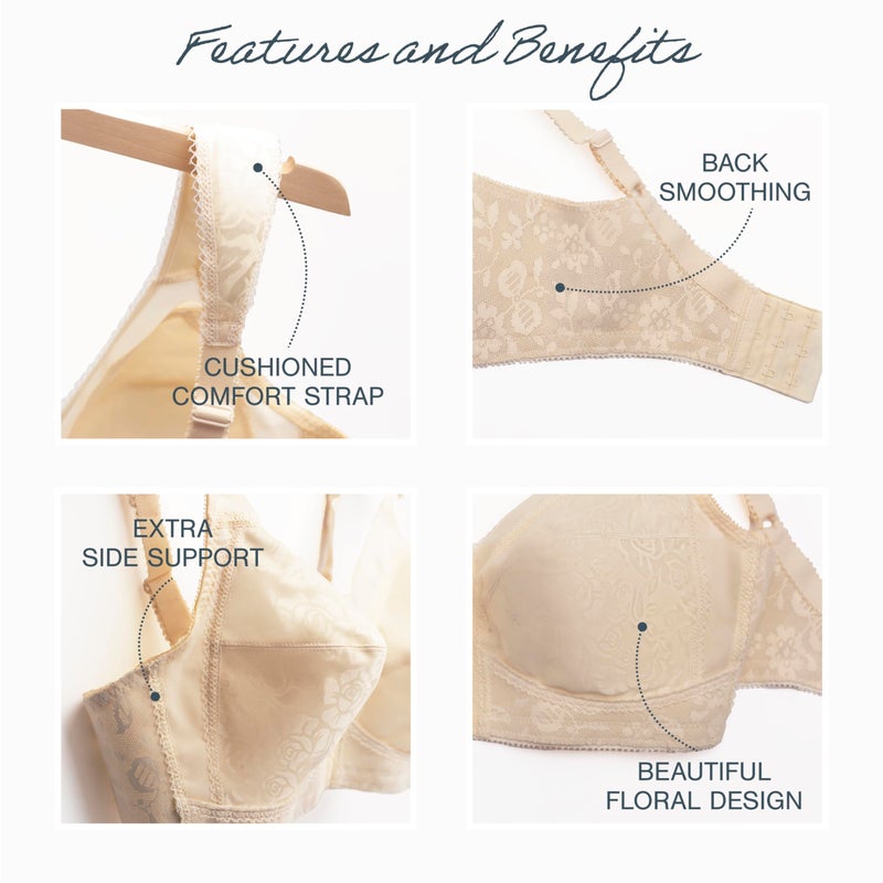 PLAYTEX Womens 18 Hour Comfort-strap Wireless Bra, Full-coverage With 4-way Trusupport, Single & 2-pack Bras, Toffee, 42C US - Image 4