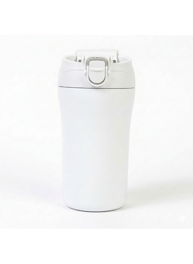 PLANET B Insulated Coffee Tumbler with Straw, Double-Wall Stainless Steel Travel Mug, Leak-Proof Reusable Cup with Lid for Hot and Iced Drinks - White - Image 1