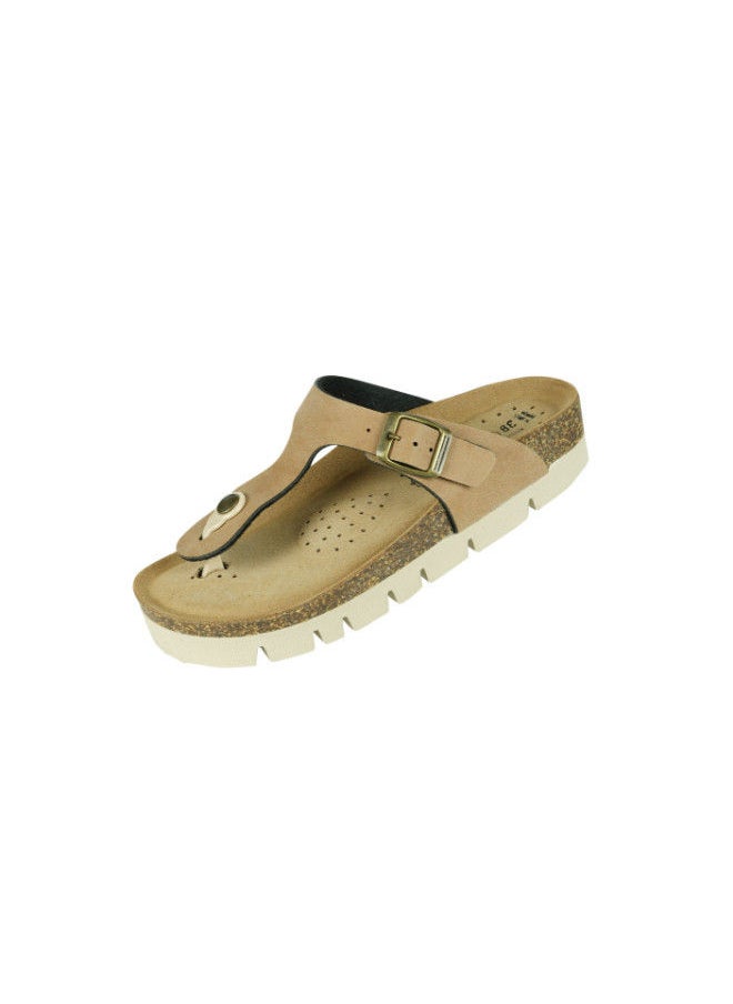 BiOCHIC - Biochic Ladies Slim Thong Sandals Wedge 012-467 6830-Cognac - Image 1