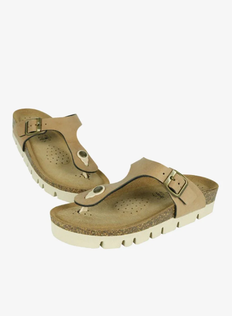 بيوتشيك صنادل ويدج نسائية رفيعة من بيوتشيك بلون كونياك