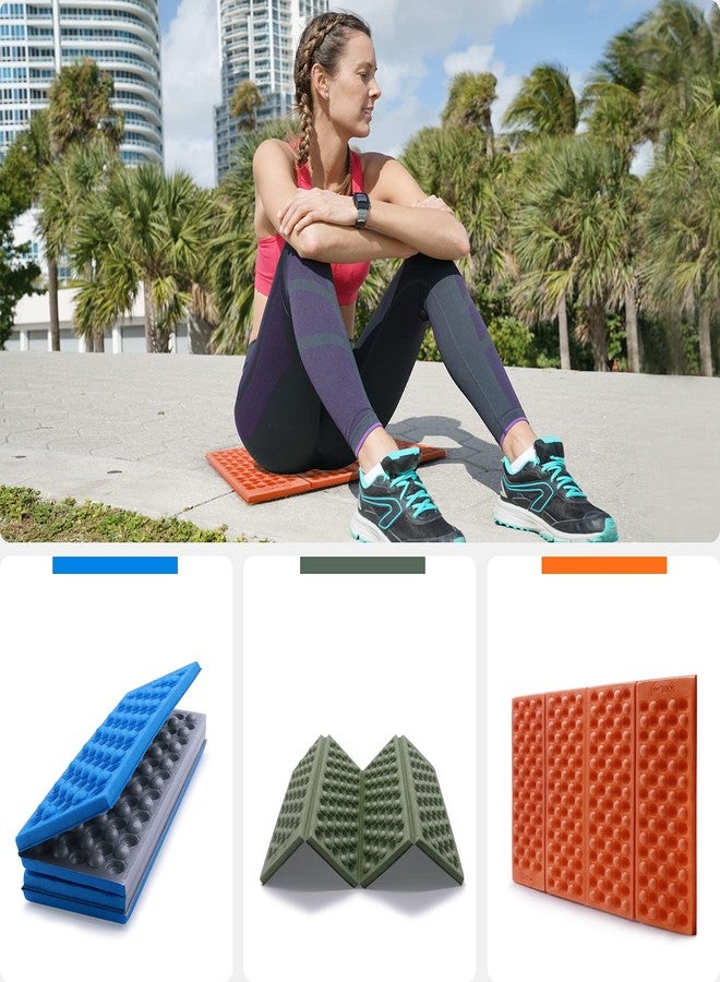 BKS 2PCS Camping Portable Foam Seat Pad, Foldable Z Waterproof Sitting Mat for Outdoor，Green/Blue/Orange… (Orange) - Image 4
