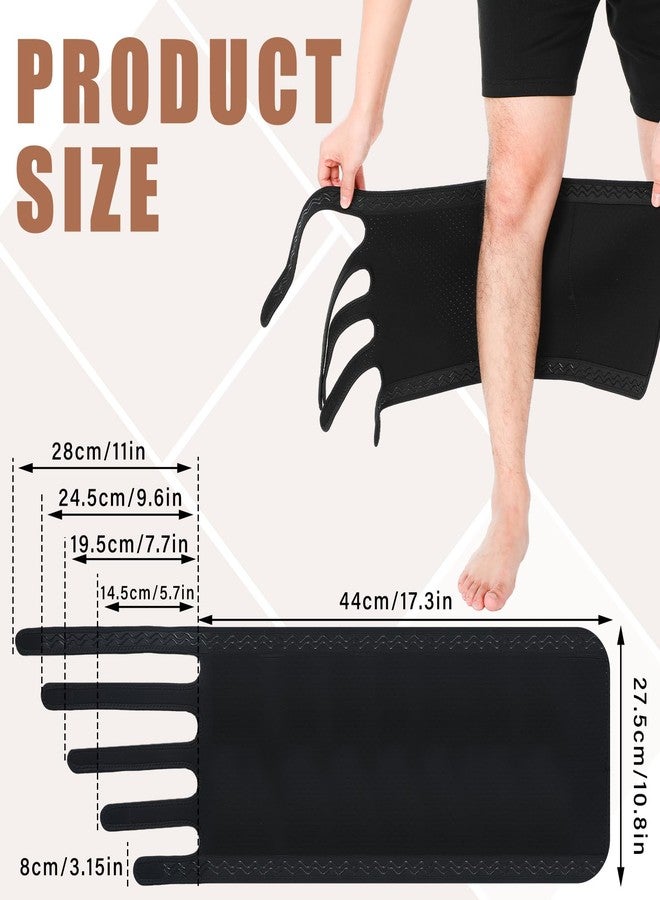 Hoolerry 2 Pcs Lymphedema Compression Wraps Calf Adjustable Brace 5 Strap Leg Wraps for Lymphedema Swollen Calf Garment Brace for Edema, Venous Insufficiency, Varicose Veins(Beige, Black,2xl) - Image 2