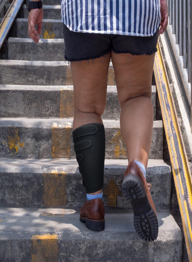 Hoolerry 2 Pcs Lymphedema Compression Wraps Calf Adjustable Brace 5 Strap Leg Wraps for Lymphedema Swollen Calf Garment Brace for Edema, Venous Insufficiency, Varicose Veins(Beige, Black,2xl) - Image 5