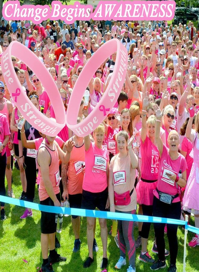 ETHOON 18 Pcs Breast Cancer Awareness Bracelets Bulk Items Accessories Hope Faith Strength Courage Silicone Wristbands for Women Pink Ribbon Breast Cancer Awareness Month Favors Fundraiser Survivors Gifts - Image 2