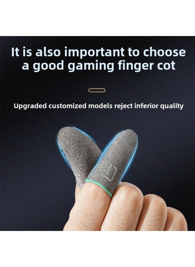 ماركة غير محددة 2436 Pin Mobile Game Finger Set Chicken E-sports Ultra-thin Finger Set Breathable Sweat-proof Mobile Game Finger Set Free Shipping-Product Color:Silver Gray Pair-green Curling + Exquisite Packaging  - Image 4