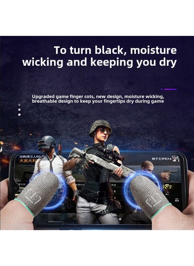 ماركة غير محددة 2436 Pin Mobile Game Finger Set Chicken E-sports Ultra-thin Finger Set Breathable Sweat-proof Mobile Game Finger Set Free Shipping-Product Color:Silver Gray Pair-green Curling + Exquisite Packaging  - Image 3