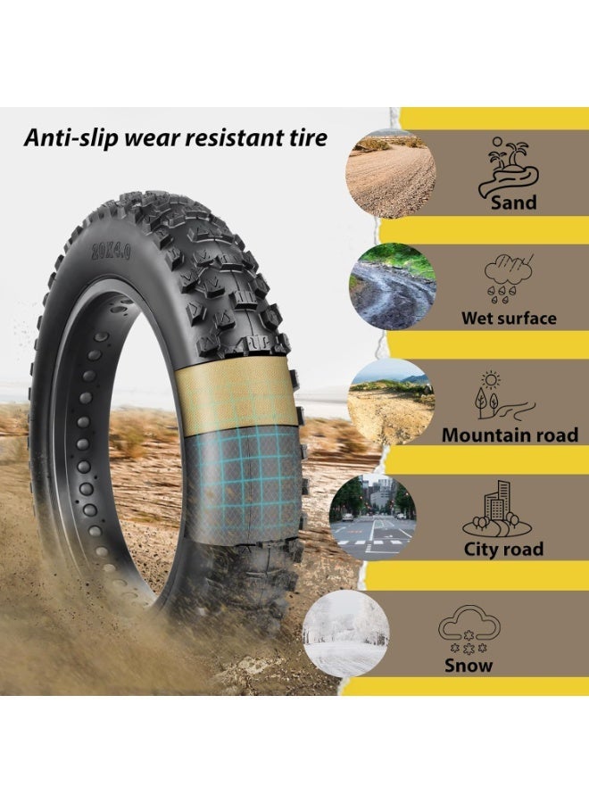 MOHEGIA Ebike Fat Tire: 20x4.0/26x4.0 Inch E-Bike Mountain Bicycle Tire Replacement,High-Performance and All-Terrain Folding Electric MTB Tire with Offroad or Trail Riding - Image 3