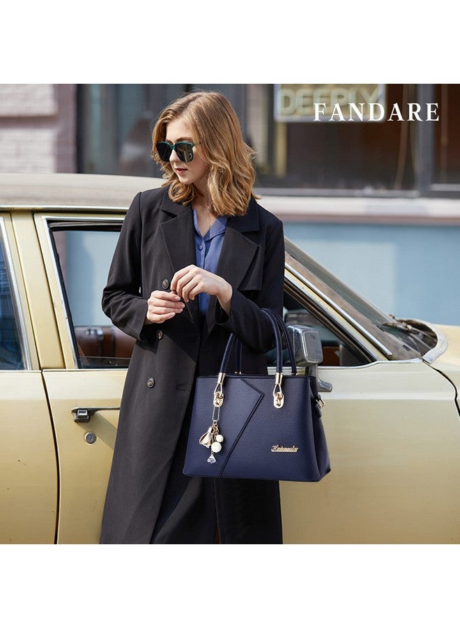 FANDARE Womens Multi Pocket Handbag Top-handle Bags Shoulder Bag PU Leather Crossbody Bag Waterproof Messenger Bag for Work Travel Office Party Shopping Blue - Image 1