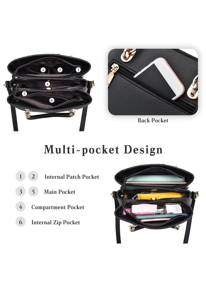 FANDARE Womens Multi Pocket Handbag Top-handle Bags Shoulder Bag PU Leather Crossbody Bag Waterproof Messenger Bag for Work Travel Office Party Shopping Blue - Image 4