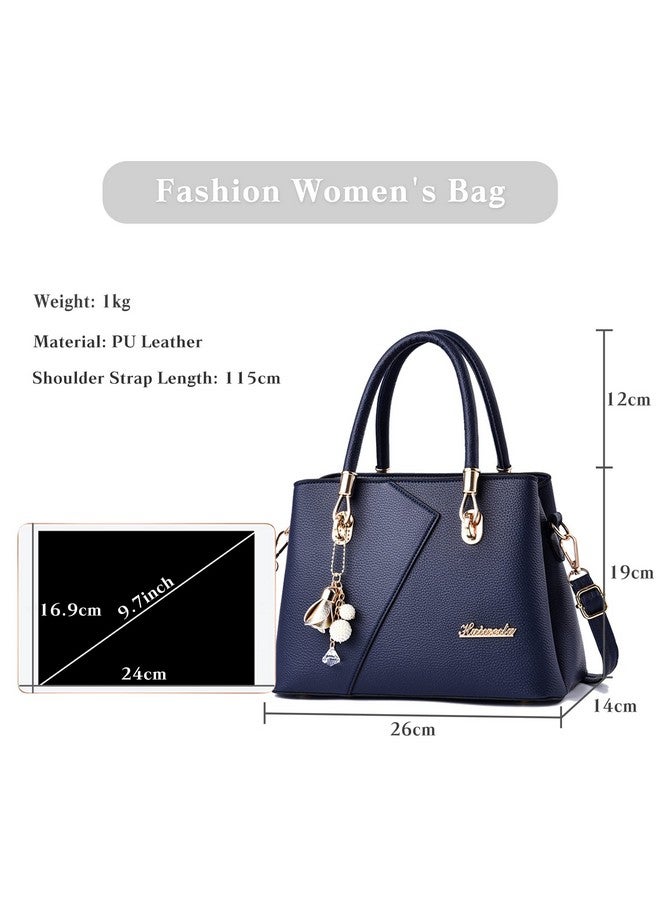 FANDARE Womens Multi Pocket Handbag Top-handle Bags Shoulder Bag PU Leather Crossbody Bag Waterproof Messenger Bag for Work Travel Office Party Shopping Blue - Image 2