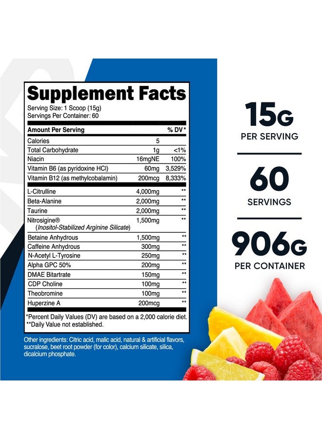 Nutricost Pre-X Xtreme Pre-Workout Complex Powder, Fruit Punch, 60 Servings, Vegetarian, Non-GMO and Gluten Free - Image 2