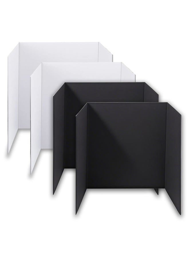 LonlyEagle 4-Pack Trifold Display Boards, Black+White 24 x 16 Inches Tri-Fold Corrugated Presentation Boards for Classroom Projects, Science Fairs, Business Events, and Exhibits - Image 1