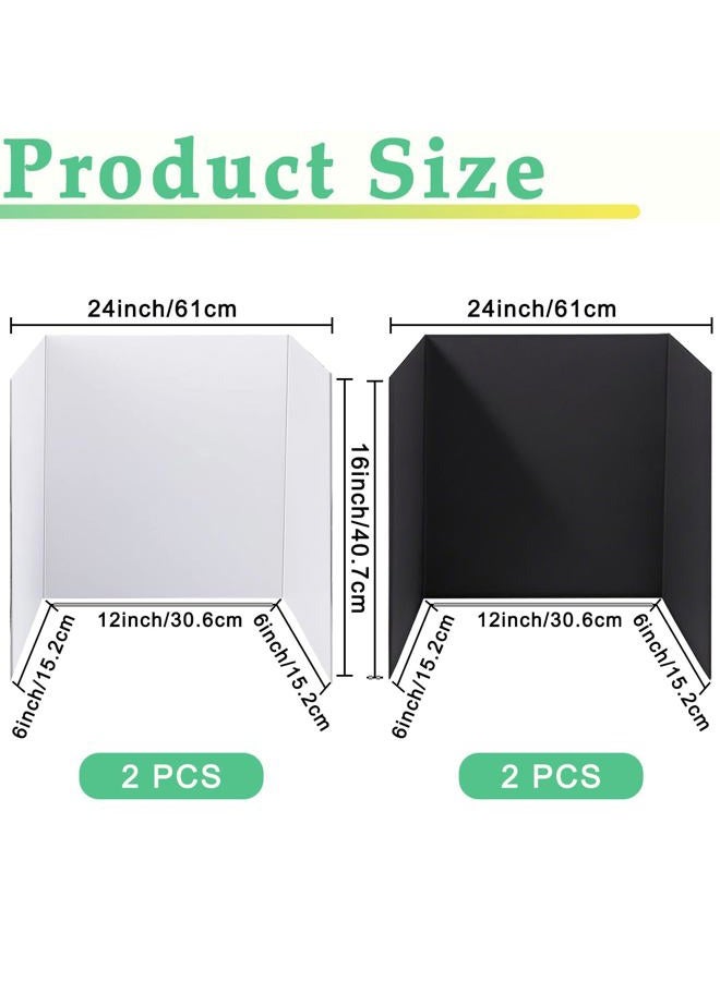 LonlyEagle 4-Pack Trifold Display Boards, Black+White 24 x 16 Inches Tri-Fold Corrugated Presentation Boards for Classroom Projects, Science Fairs, Business Events, and Exhibits - Image 2