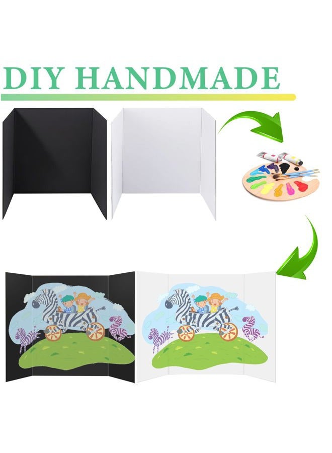 LonlyEagle 4-Pack Trifold Display Boards, Black+White 24 x 16 Inches Tri-Fold Corrugated Presentation Boards for Classroom Projects, Science Fairs, Business Events, and Exhibits - Image 5